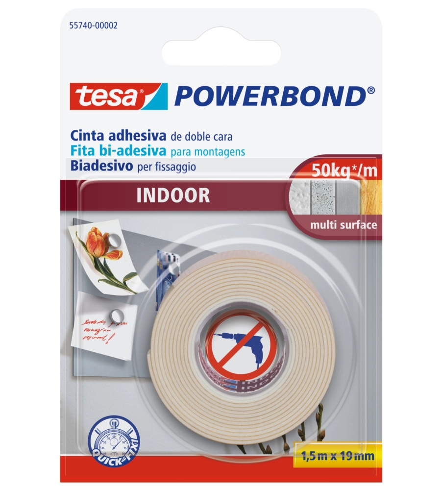 Nastro biadesivo per interni "extra strong", 1,50 mt x 19 mm - tesa